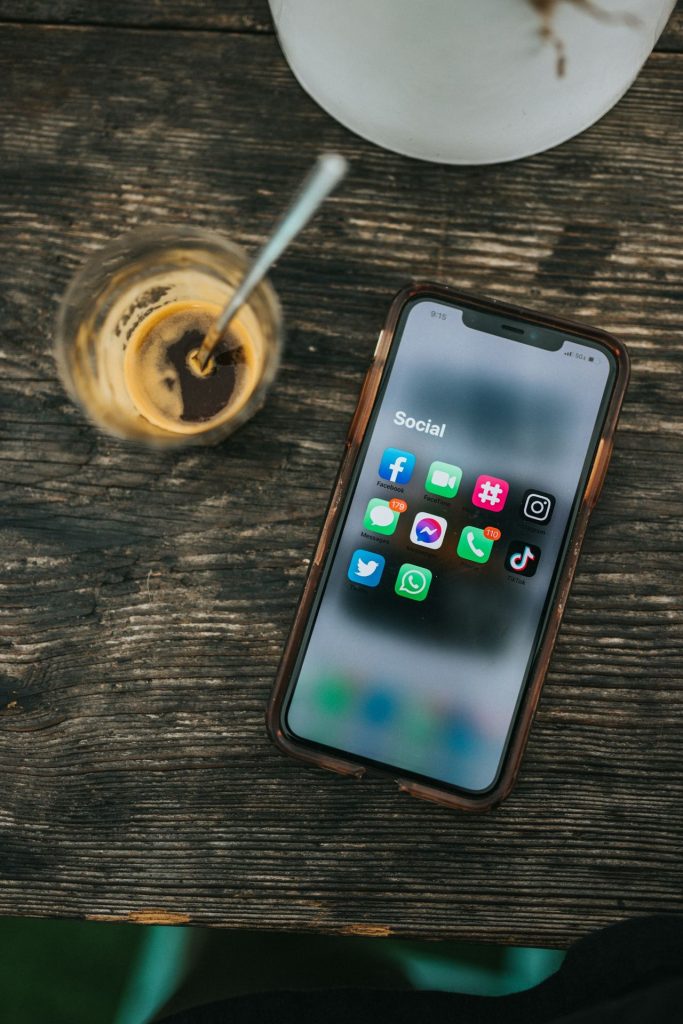 Smartphone showing social media apps