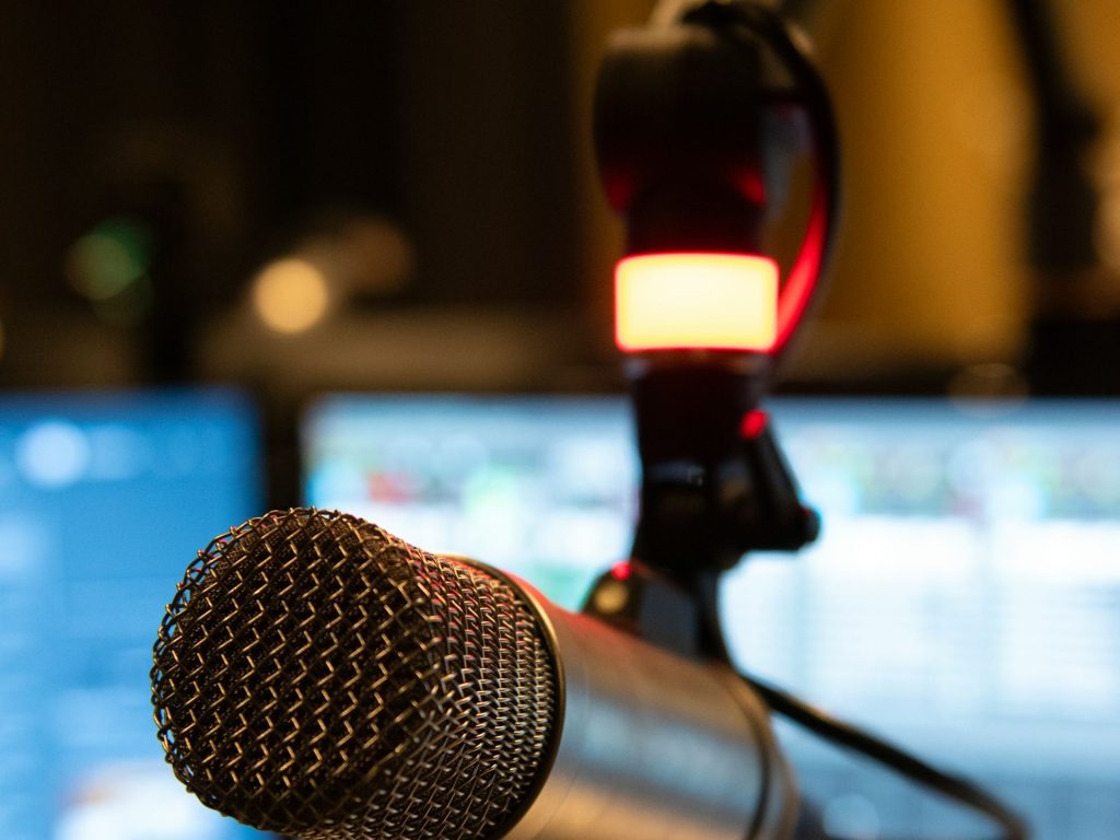 Microphone in a radio studio